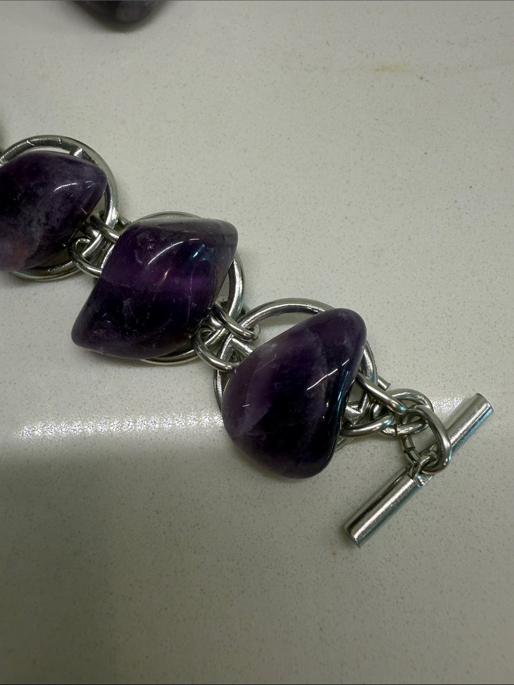 Amethyst Stone Bracelet and Pendant Set - Purple - Picture 4 of 11